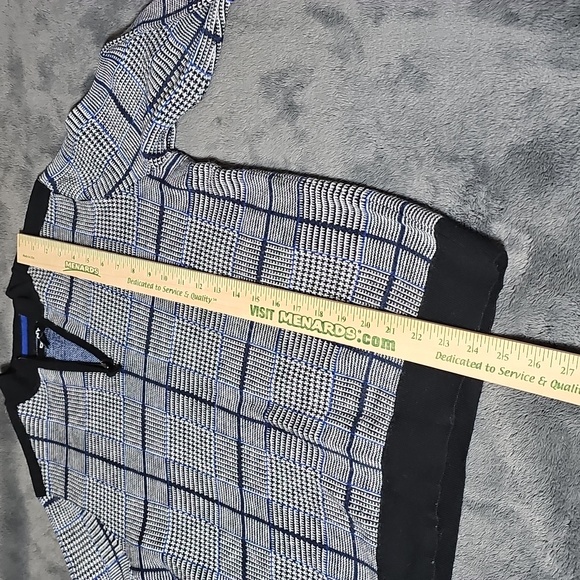 DKNY Mixed Pattern 1/4 Zip Wool Blend Sweater Blue Size M - Picture 6 of 6